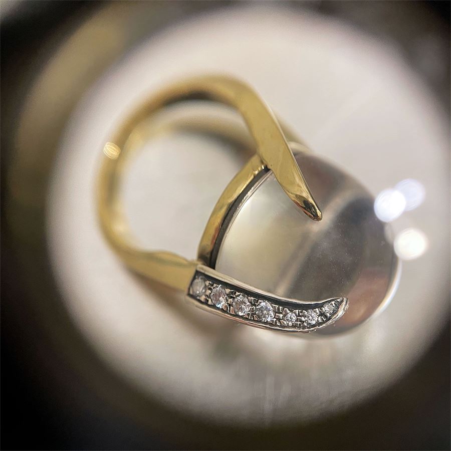 Anello 'Solis' bicolor con cristallo SOLIS | AN CABBRO RIP ARG ZIRC BIA